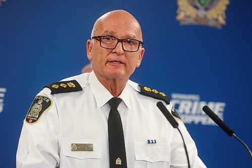 MIKE DEAL / FREE PRESS
Winnipeg Police Service Acting Chief Art Stannard during a press conference, providing details with regards to what they are describing as a critical incident that occurred yesterday evening in the 200 block of River Ave.
240903 - Tuesday, September 3, 2024