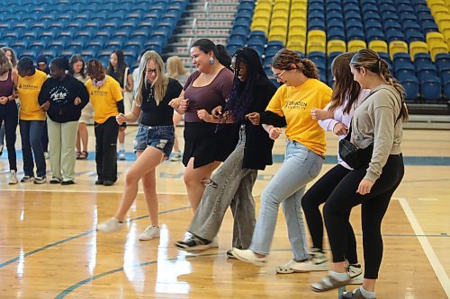 BU students dance in a Play Fair session during Orientation Day on Tuesday. (Abiola Odutola/The Brandon Sun)