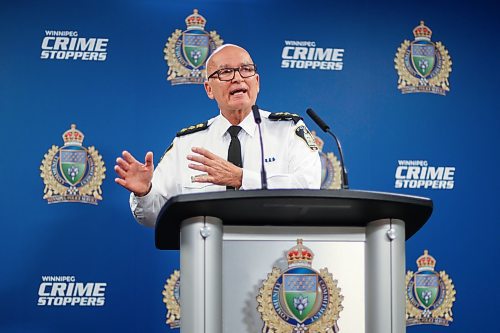 MIKE DEAL / FREE PRESS
Winnipeg Police Service Acting Chief Art Stannard during a press conference, providing details with regards to what they are describing as a critical incident that occurred yesterday evening in the 200 block of River Ave.
240903 - Tuesday, September 3, 2024