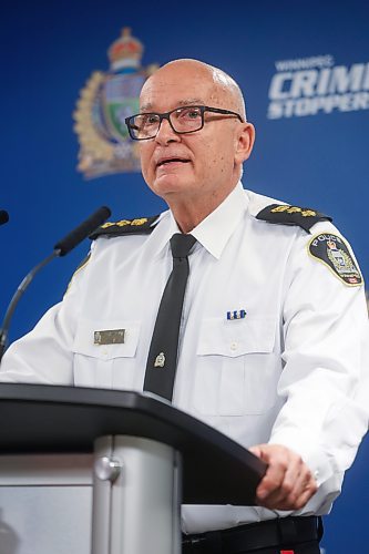 MIKE DEAL / FREE PRESS
Winnipeg Police Service Acting Chief Art Stannard during a press conference, providing details with regards to what they are describing as a critical incident that occurred yesterday evening in the 200 block of River Ave.
240903 - Tuesday, September 3, 2024