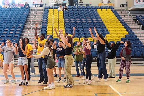 BU students jumps in a Play Fair session during Orientation Day on Tuesday. (Abiola Odutola/The Brandon Sun)