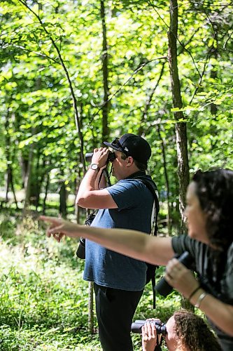 MIKAELA MACKENZIE / WINNIPEG FREE PRESS

Co-founder Justin Rasmussen leads the University of Manitoba Indigenous Birding Club on their weekly birding walk on Friday, Aug. 30, 2024. 

For Eva story.
Winnipeg Free Press 2024