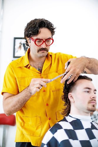 MIKE DEAL / FREE PRESS
Adam Woodbury (he/him), 32, a hair stylist who formerly rented a chair at Waltz On In on Sherbrook Street, has started a place of his own: Woody's Barbershop at 558 Academy Road.
Reporter: Aaron Epp
240904 - Wednesday, September 04, 2024.