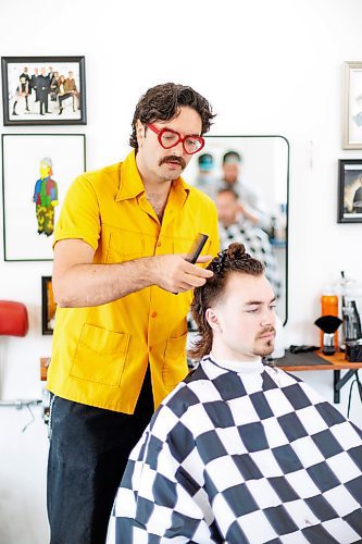 MIKE DEAL / FREE PRESS
Adam Woodbury (he/him), 32, a hair stylist who formerly rented a chair at Waltz On In on Sherbrook Street, has started a place of his own: Woody's Barbershop at 558 Academy Road.
Reporter: Aaron Epp
240904 - Wednesday, September 04, 2024.