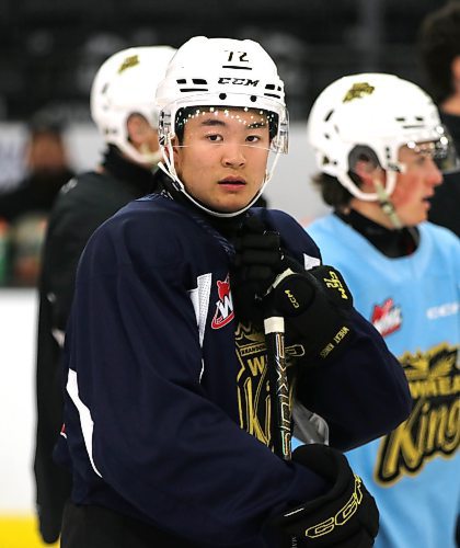 Brandon Wheat Kings forward Marcus Nguyen catches his breath during practice at Westoba Place on Thursday afternoon. (Perry Bergson/The Brandon Sun)
Sept. 5, 2024