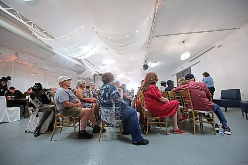 A view of some of the roughly 100 local residents who came to a public town hall with Brandon Mayor Jeff Fawcett and Brandon East NDP MLA Glen Simard on Thursday afternoon at The Backyard on Aberdeen. (Matt Goerzen/Brandon Sun)