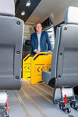 NIC ADAM / FREE PRESS
Richard Jones, CEO and founder of Move Mobility, is pictured with one of their custom wheelchair accessible vans Thursday. The province just granted the company $1.3 million to help with the construction of a much larger facility which will allow them to employ about twice as many as the 55 it currently employs.
240905 - Thursday, September 05, 2024.

Reporter: Martin Cash