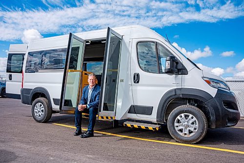 NIC ADAM / FREE PRESS
Richard Jones, CEO and founder of Move Mobility, is pictured with one of their custom wheelchair accessible vans Thursday. The province just granted the company $1.3 million to help with the construction of a much larger facility which will allow them to employ about twice as many as the 55 it currently employs.
240905 - Thursday, September 05, 2024.

Reporter: Martin Cash