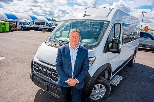 NIC ADAM / FREE PRESS
Richard Jones, CEO and founder of Move Mobility, is pictured with one of their custom wheelchair accessible vans Thursday. The province just granted the company $1.3 million to help with the construction of a much larger facility which will allow them to employ about twice as many as the 55 it currently employs.
240905 - Thursday, September 05, 2024.

Reporter: Martin Cash