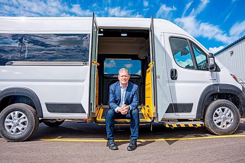 NIC ADAM / FREE PRESS
Richard Jones, CEO and founder of Move Mobility, is pictured with one of their custom wheelchair accessible vans Thursday. The province just granted the company $1.3 million to help with the construction of a much larger facility which will allow them to employ about twice as many as the 55 it currently employs.
240905 - Thursday, September 05, 2024.

Reporter: Martin Cash