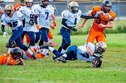 NIC ADAM / FREE PRESS
St. Norbert Celtics&#x2019; Kaige Hysop (#2) plays in a game vs. The St. John&#x2019;s Tigers at North Winnipeg Nomads Minor Football Club.
240905 - Thursday, September 05, 2024.

Reporter:?