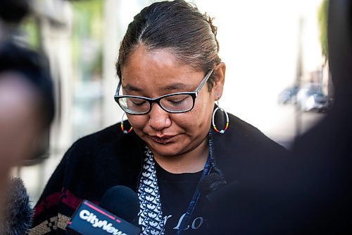 MIKAELA MACKENZIE / WINNIPEG FREE PRESS

Louise Menow, friend of William Ahmo, speaks to the media outside of the law courts on Friday, Sept. 6, 2024. 

For Chris story.
Winnipeg Free Press 2024