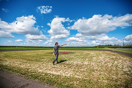 MIKAELA MACKENZIE / WINNIPEG FREE PRESS

Joe Gardiner gives a tour of the Field of Dreams baseball diamond near Clearwater, Manitoba on Thursday, Sept. 5, 2024. 

For Mike McIntyre story.
Winnipeg Free Press 2024