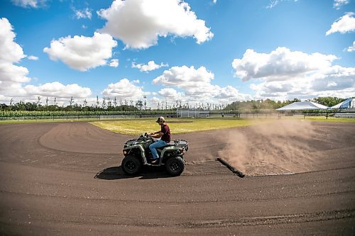 MIKAELA MACKENZIE / WINNIPEG FREE PRESS

Jace Guilford drags the infield at the Field of Dreams baseball diamond near Clearwater, Manitoba on Thursday, Sept. 5, 2024. 

For Mike McIntyre story.
Winnipeg Free Press 2024