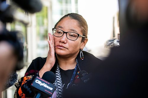 MIKAELA MACKENZIE / WINNIPEG FREE PRESS

Louise Menow, friend of William Ahmo, speaks to the media outside of the law courts on Friday, Sept. 6, 2024. 

For Chris story.
Winnipeg Free Press 2024