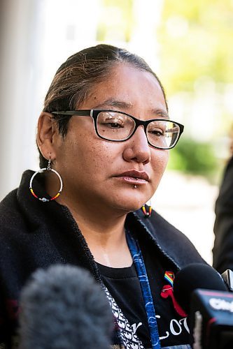 MIKAELA MACKENZIE / WINNIPEG FREE PRESS

Louise Menow, friend of William Ahmo, speaks to the media outside of the law courts on Friday, Sept. 6, 2024. 

For Chris story.
Winnipeg Free Press 2024