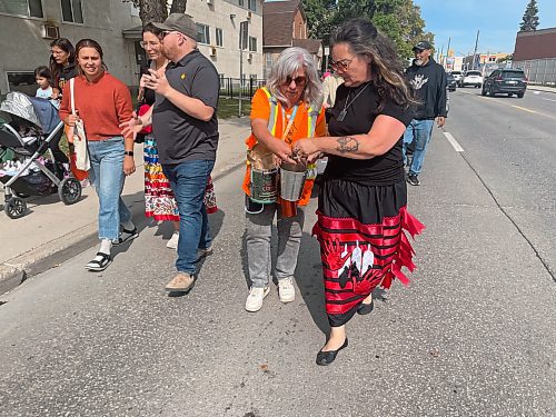 Maggie Macintosh / Free Press
Tahl East donned black and red on Saturday to pay tribute to the late Cathy Merrick and her tireless advocacy for missing and murdered Indigenous women and girls. 