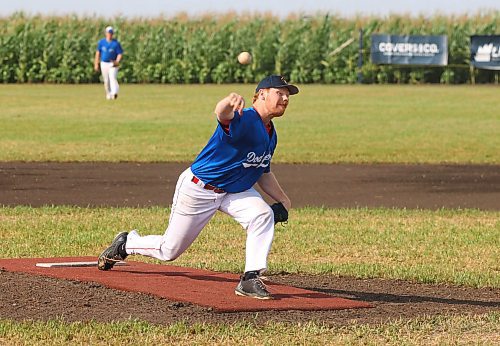 Team West pitcher Connor Cory of Wawanesa delivers to the plate during his team&#x2019;s victory over Team East at the Field of Dreams tournament in Clearwater on Saturday. The three-team event drew hundreds of baseball fans out to the diamond designed by Joe Gardiner and a bevy of community volunteers. (Perry Bergson/The Brandon Sun)
Sept. 7, 2024