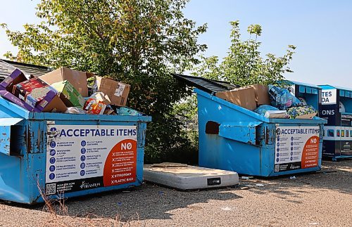 One of the recycling bins at the depot on the north side of Brandon's Community Sportsplex on Monday. (Michele McDougall/The Brandon Sun)