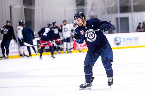 MIKAELA MACKENZIE / WINNIPEG FREE PRESS

Neal Pionk (4) during an informal preseason captain&#x573; skate at the Hockey For All Centre on Tuesday, Sept. 10, 2024. 

For Mike McIntyre story.
Winnipeg Free Press 2024