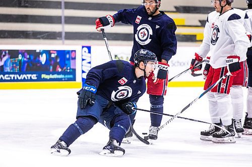 MIKAELA MACKENZIE / WINNIPEG FREE PRESS

Neal Pionk (4) during an informal preseason captain&#x573; skate at the Hockey For All Centre on Tuesday, Sept. 10, 2024. 

For Mike McIntyre story.
Winnipeg Free Press 2024