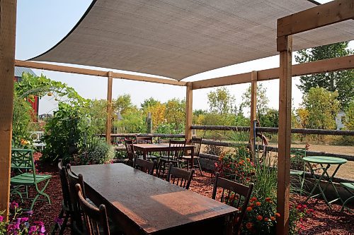 A seating area where u-pickers can bring a picnic and arrange the flowers they picked. (Connor McDowell/Brandon Sun)