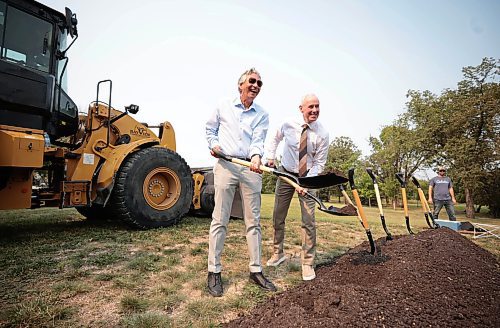 Ruth Bonneville / Free Press

LOCAL - Anne Oake Centre

Photo of Gary Doer, co-chair, capital campaign for Anne Oake Family Recovery Centre and Ron MacLean, sportscaster dig their shovels in during press conference event.  

Community leaders including Premier Wab Kinew hold sod-turning on the new  site of the Anne Oake Family Recovery Centre located behind Victoria General Hospital on Tuesday.

Sept 10th,  2024