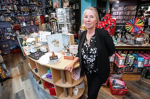 JOHN WOODS / FREE PRESS
Cheryl Wiebe, owner of Gags Unlimited who is closing her business at the end of September, is photographed in her store Tuesday, September 10, 2024. Wiebe cites multiple economic reasons for the closure. Hamilton House, where the business is located, is also up for sale.

Reporter: gabby