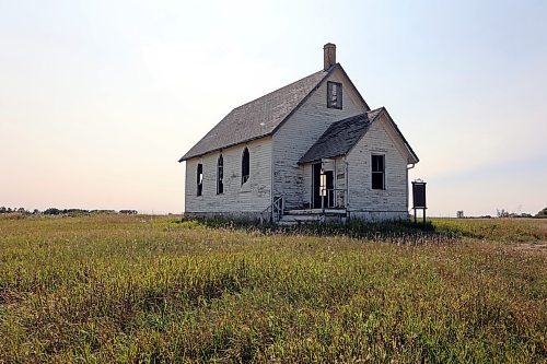 Berbank Memorial Church stands alone in the rural countryside beneath Nesbitt, Manitoba. It once served as a community centre for the area, but closed in the '60s as the church congregation united with another nearby. The church suffered repeated acts of vandalism and has fallen into disrepair rapidly since 2017. (Connor McDowell/Brandon Sun)