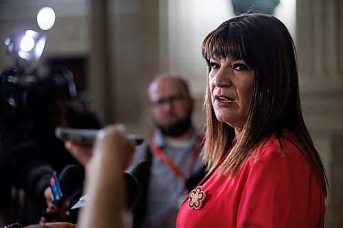 MIKE DEAL / WINNIPEG FREE PRESS
Provincial Housing, Addictions and Homelessness Minister Bernadette Smith speaks during an announcement by the federal government and Manitoba governments Tuesday morning in the rotunda of the Manitoba Legislative Building, an enhancement to the Canada Housing Benefit (CHB) to provide housing supports for survivors of gender-based violence. The federal government is investing $13.7 million to create housing options that will be cost-matched by the Manitoba government for a combined total of $27.5 million in funding over five years.
240326 - Tuesday, March 26, 2024.