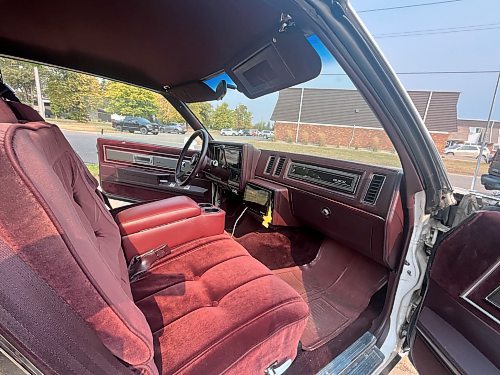 The maroon velour front seat of Mike Williams' 1987 Buick Regal Limited, at his home in Brandon's west end on Wednesday. (Michele McDougall/The Brandon Sun)