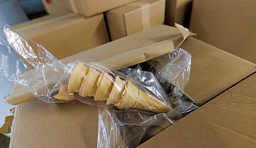 MIKE DEAL / FREE PRESS
Boxes of ice cream cones.
Nutty Club warehouse and packaging facility at 130 Galt Avenue where everything is getting ready to be put up for auction.
240910 - Tuesday, September 10, 2024.