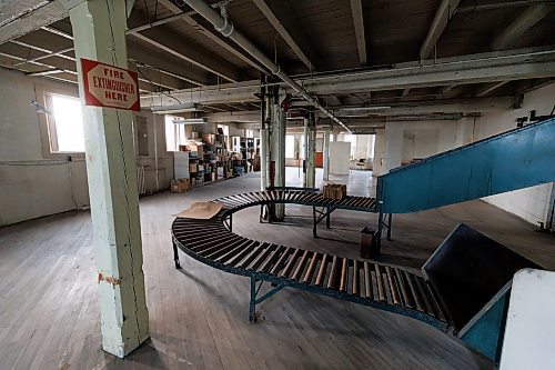 MIKE DEAL / FREE PRESS
Old conveyor belts that would have been lined with employees boxing up items for distribution.
Nutty Club office building at 149 Pioneer Ave, where everything is getting ready to be put up for auction.
240910 - Tuesday, September 10, 2024.