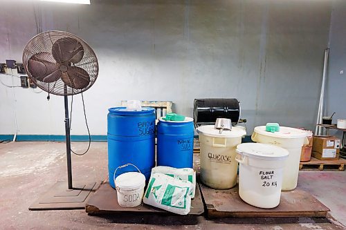 MIKE DEAL / FREE PRESS
Containers labeled with various ingredients used in the popcorn making process.
Nutty Club popcorn making facility at 132 Portage Avenue East, where everything is getting ready to be put up for auction.
240910 - Tuesday, September 10, 2024.