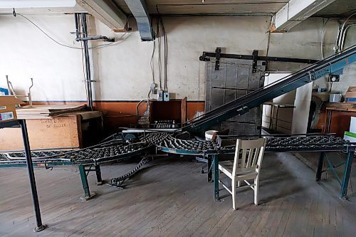 MIKE DEAL / FREE PRESS
Old conveyor belts that would have been lined with employees boxing up items for distribution.
Nutty Club office building at 149 Pioneer Ave, where everything is getting ready to be put up for auction.
240910 - Tuesday, September 10, 2024.