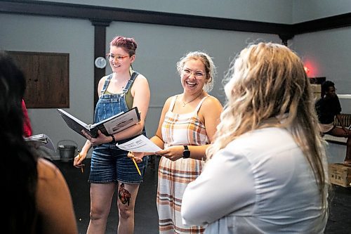 MIKAELA MACKENZIE / WINNIPEG FREE PRESS

Stage manager Sarah Lamoureux (left) and assistant stage manager Kyra Krassnigg during rehearsals on Thursday, Sept. 12, 2024. An all-woman cast and crew are behind the upcoming Winnipeg Studio Theatre-Rainbow Stage presentation of Miss Shakespeare.

For arts story.
Winnipeg Free Press 2024