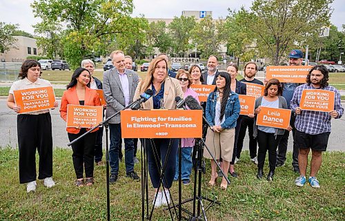 Mike Sudoma/Free Press
Elmwood Transcend NDP candidate Leila Dance speaks to media during a press conference held Friday morning in front of Concordia Hospital 
Sept 13, 2024
