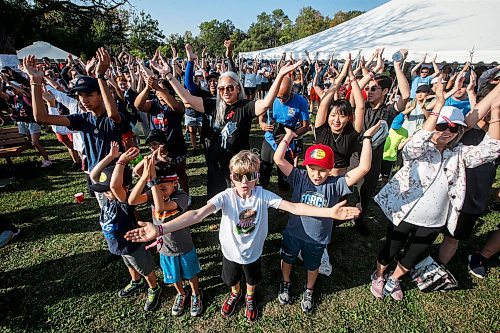 JOHN WOODS / FREE PRESS
Participants get warmed up prior to the Terry Fox Run in Assiniboine Park Sunday, September 15, 2024. 

Reporter: tyler