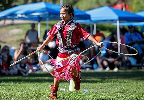 JOHN WOODS / FREE PRESS
Hoop-dancer Makiyah Mason performs at the We Are All Treaty People celebration at the Forks Sunday, September 15, 2024. The event is intended to celebrate the signing of treaties and the relationship between cultures.

Reporter: s/u