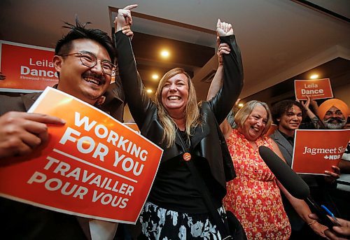 JOHN WOODS / FREE PRESS
Leila Dance celebrates with family and friends as she wins the Elmwood-Transcona by-election Monday, September 16, 2024. 

Reporter: chris