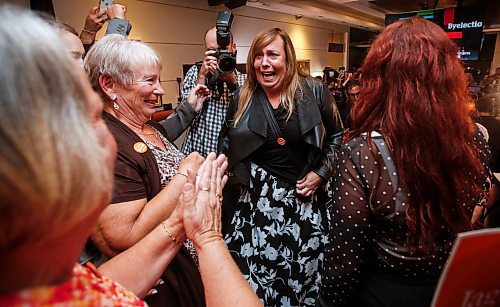 JOHN WOODS / FREE PRESS
Leila Dance celebrates with family as she wins the Elmwood-Transcona by-election Monday, September 16, 2024. 

Reporter: chris