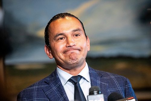 Premier Wab Kinew defends the NDP caucus’ decision to oust MLA Mark Wasyliw at the Manitoba Legislative Building on Tuesday. (Mikaela MacKenzie/Winnipeg Free Press)