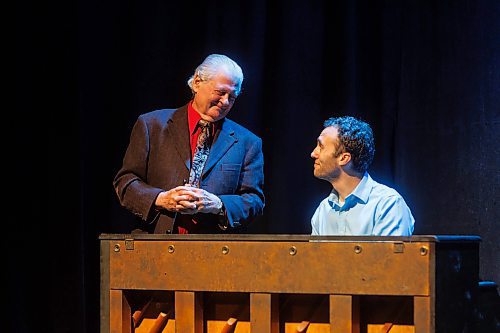 MIKE DEAL / FREE PRESS
David Sklar as Mitch (right) and Harry Nelken as Morrie (left) during the media cal for The Winnipeg Jewish Theatre&#x2019;s production of Tuesdays with Morrie which runs September 19-29. 
Reporter: Ben Waldman
240917 - Tuesday, September 17, 2024.