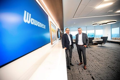 MIKAELA MACKENZIE / WINNIPEG FREE PRESS

Jeff Goy, Wawanesa Insurance's president and CEO (left), and Evan Johnston, Wawanesa's incoming president and CEO, at their Winnipeg headquarters on Wednesday, Sept. 18, 2024.

For Gabby story.
Winnipeg Free Press 2024