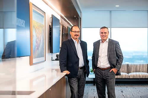 MIKAELA MACKENZIE / WINNIPEG FREE PRESS

Jeff Goy, Wawanesa Insurance's president and CEO (left), and Evan Johnston, Wawanesa's incoming president and CEO, at their Winnipeg headquarters on Wednesday, Sept. 18, 2024.

For Gabby story.
Winnipeg Free Press 2024