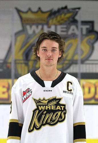 Newly named Brandon Wheat Kings captain Quinn Mantei wears his jersey with the C for the first time after the team found out the news on Thursday afternoon. (Perry Bergson/The Brandon Sun)
Sept. 19, 2024