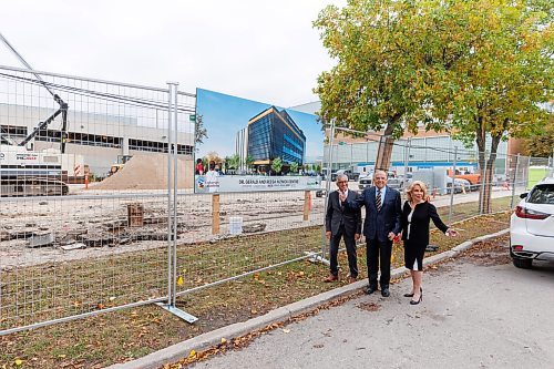 MIKE DEAL / FREE PRESS
(From left) President of University of Manitoba, Michael Benarroch, with Gerald and Reesa Niznick at the site of where the new state-of-the-art, 33,770 sq. ft.&#xa0;dental&#xa0;clinic and education centre at the Dr. Gerald Niznick College of Dentistry is under construction.
240920 - Friday, September 20, 2024.