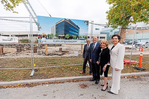 MIKE DEAL / FREE PRESS
(From left) President of University of Manitoba, Michael Benarroch, Gerald and Reesa Niznick, and the UofM&#x2019;s Dean of Dentistry, Dr.&#xa0;Anastasia Kelekis-Cholakis, at the site of where the new state-of-the-art, 33,770 sq. ft.&#xa0;dental&#xa0;clinic and education centre at the Dr. Gerald Niznick College of Dentistry is under construction.
240920 - Friday, September 20, 2024.