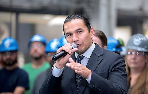 Ruth Bonneville / Free Press

LOCAL - NDP energy

Premier Wab Kinew holds media conference regarding new energy funding at PTI Transformers, with many of PTI  workers in attendance Friday.

Also in attendance with the Premier: Finance Minister Adrien Sala
Environment and Climate Change Minister Tracy Schmidt and 
George Partyka Jr., CEO, PTI Transformers.

See story by Carol 

Sept 20th,  2024L