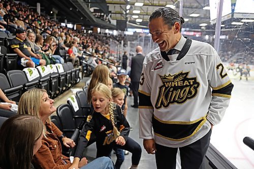 20092024
Manitoba Premier Wab Kinew meets fans after taking part in the ceremonial puck-drop at the Brandon Wheat Kings WHL home-opener against the Moose Jaw Warriors at Westoba Place on Friday evening. 
(Tim Smith/The Brandon Sun)